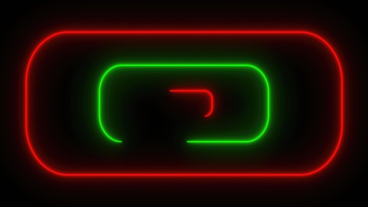 Photo de nombreux rectangles arrondis au néon dans l'espace noir rendu 3d de fond abstrait généré par ordinateur