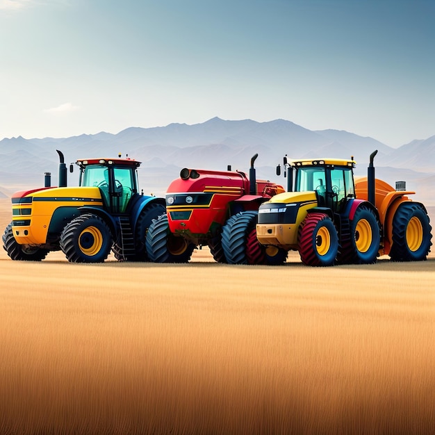 De nombreux tracteurs différents en ligne