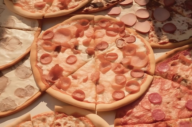 De nombreux types différents de réseaux de neurones de pizza générés par ai