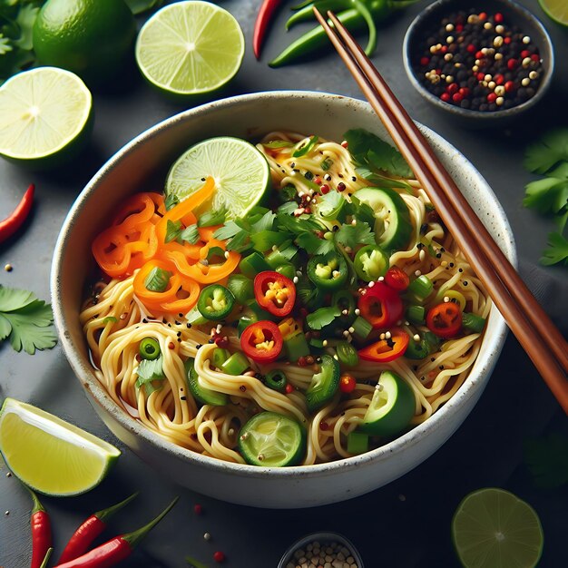 Noodles et légumes frits