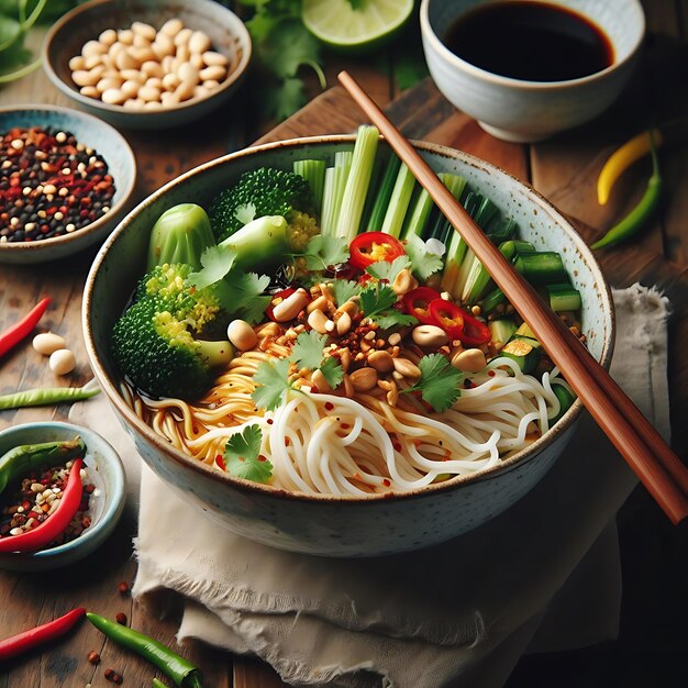 Photo noodles et légumes frits