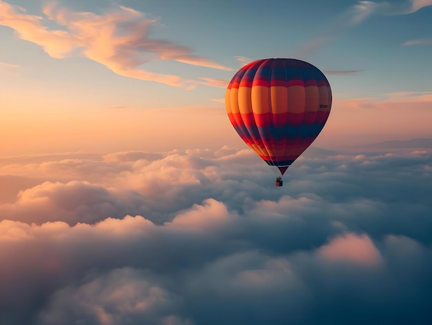 Énorme ballon au-dessus des nuages dans le ciel coucher de soleil de haute qualité