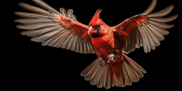 Northern Cardinal arrive pour un atterrissage