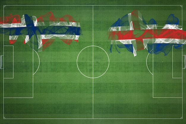 La Norvège contre l'Islande match de football couleurs nationales drapeaux nationaux terrain de football jeu de football concept de compétition espace de copie