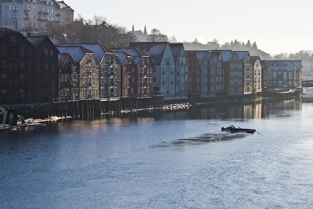 Norvège port d&#39;hiver bateaux Trondheim