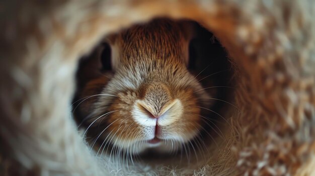 Nose de lapin mignon et moustaches visibles dans le trou illustration générée par l'IA