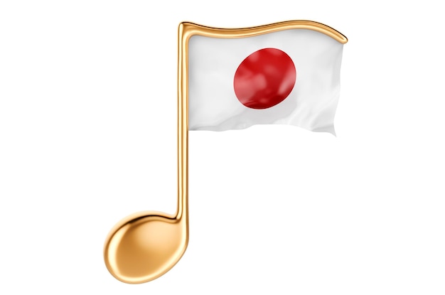 Photo note musicale avec drapeau japonais musique au japon concept rendu 3d