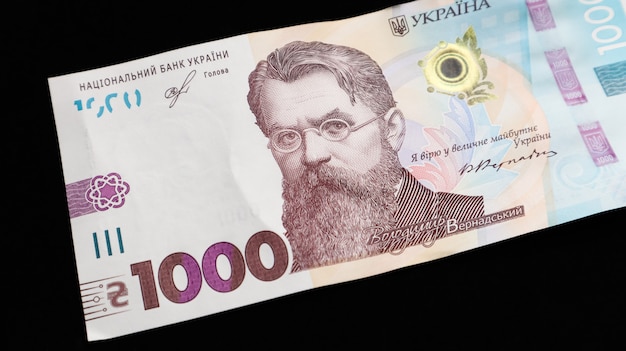 Une note papier dans 1000 hryvnias. Portrait de Vladimir Ivanovitch Vernadsky pour 1000 hryvnias sur un billet ukrainien. argent ukrainien