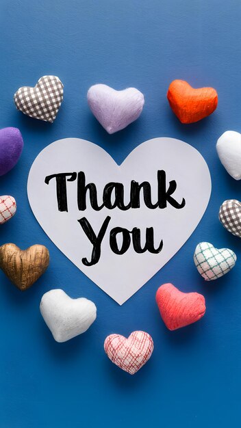 Une note de remerciement sincère décorée de cœurs Vertical Mobile Wallpaper