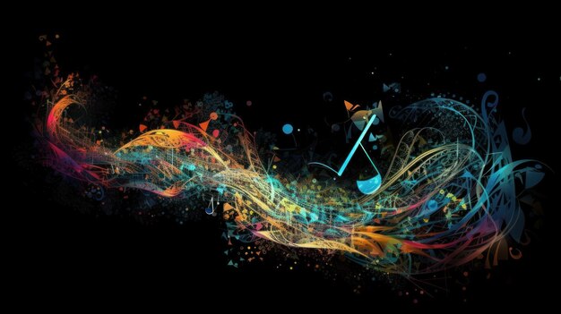 Notes de musique abstraites enchanteresses en harmonie colorée AI générative