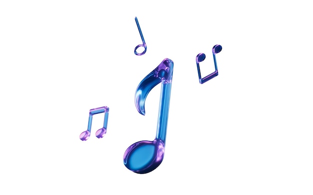 Notes de musique avec effet de lumière néon sombre rendu en 3D