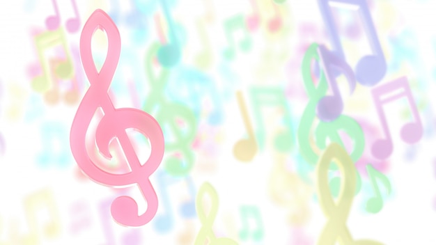 Notes de musique roses sur des notes de musique floues pastel