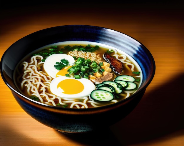 Photo nouilles japonaises au poulet et légumes