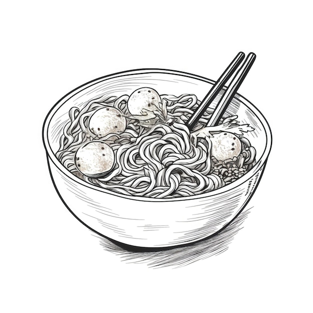 Nouilles Ramen noires ai générées