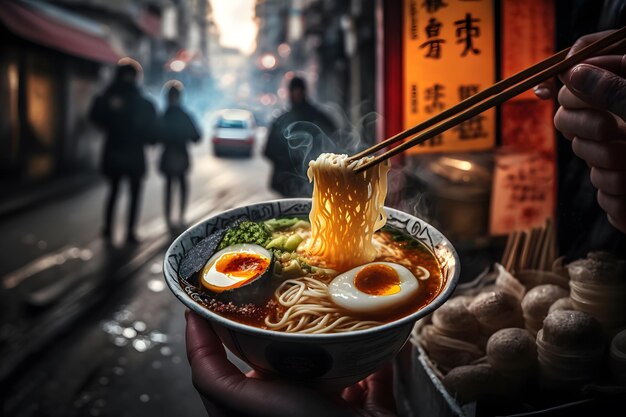 nouilles ramen sauce épicée nourriture ancienne IA générative