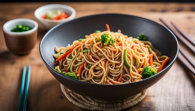 Des nouilles de yakisoba frites avec des légumes