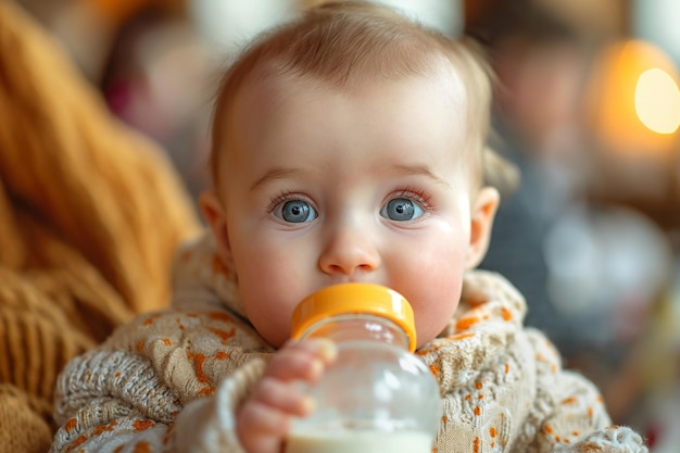 nourrir un bébé à partir d'une bouteille avec du lait