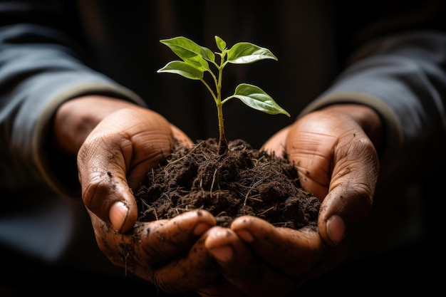 Nourrir la croissance en tenant le sol à la main avec une IA générative de semis germinants