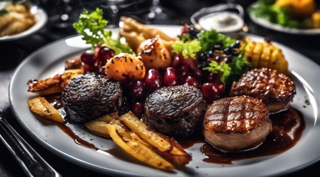 La nourriture sur une assiette La nourriture sur la table La nourriture délicieuse sur la table