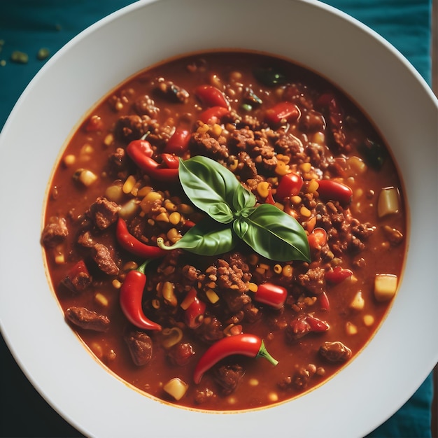 La nourriture au chili sur une assiette