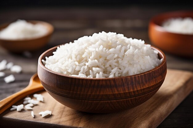 Nourriture biologique à base de grains, riz sain, repas blanc, régime végétarien asiatique, IA générative