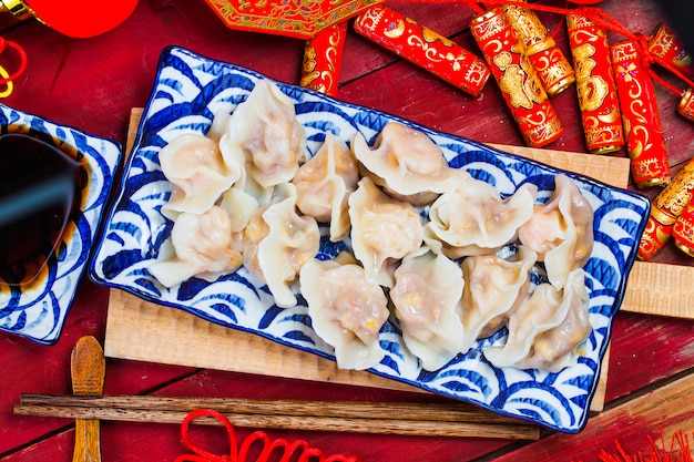 Nourriture chinoise de nouvel an Jiaozi