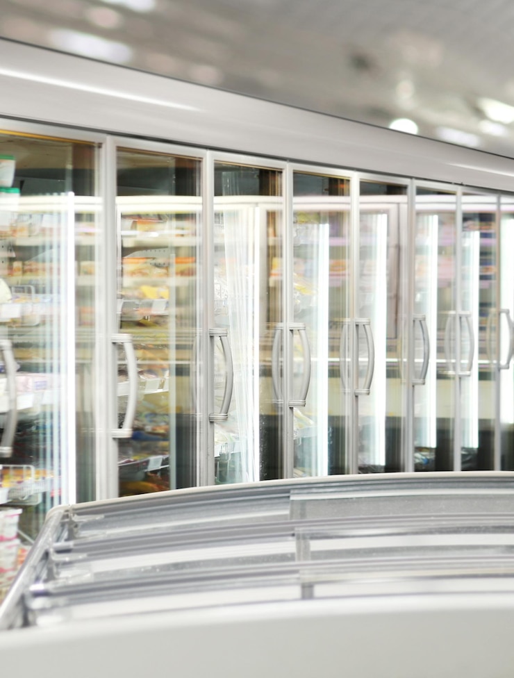 Photo nourriture congelée vide d'un congélateur de supermarché