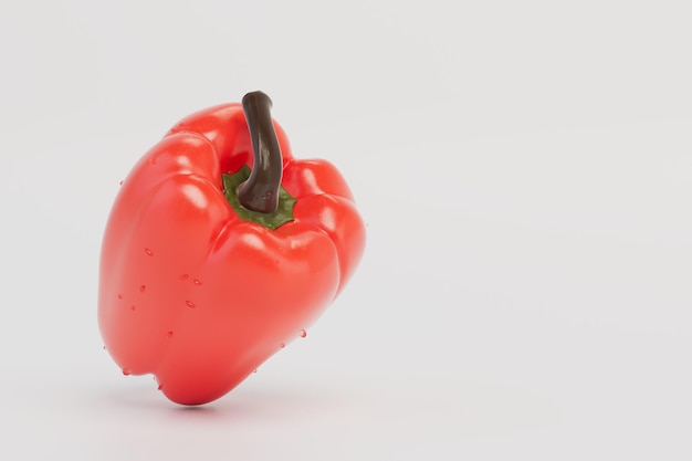 Nourriture délicieuse et saine poivron rouge sur fond blanc copie coller copie espace rendu 3D