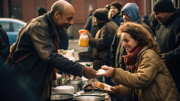 De la nourriture est distribuée aux sans-abri