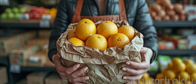 La nourriture est emballée dans un sac réutilisable par la caissière de l'épicerie