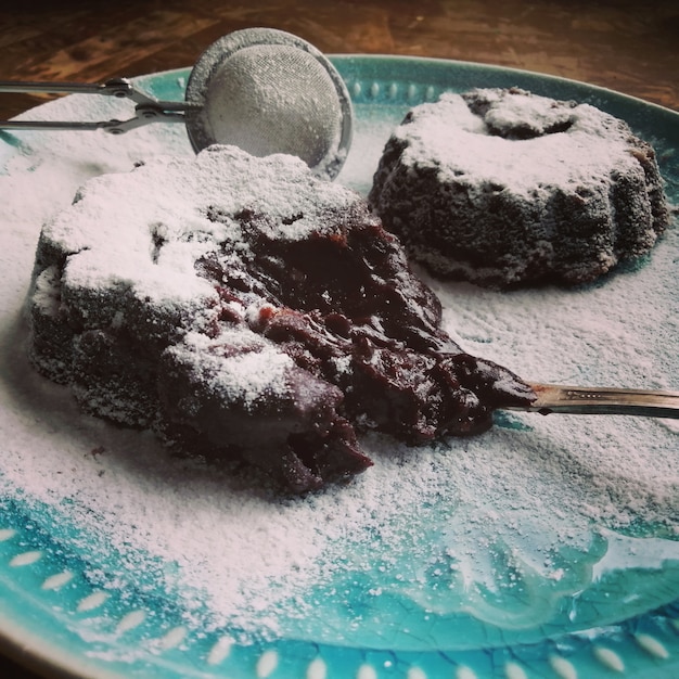 Nourriture faite maison. Dessert fondant au chocolat