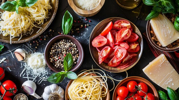 Photo nourriture italienne avec des ingrédients