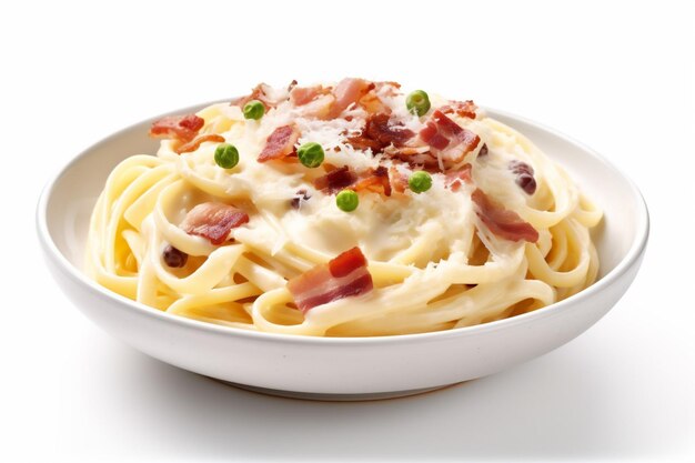 Nourriture italienne viande fromage sauce repas spaghettis carbonara pâtes de bacon IA générative