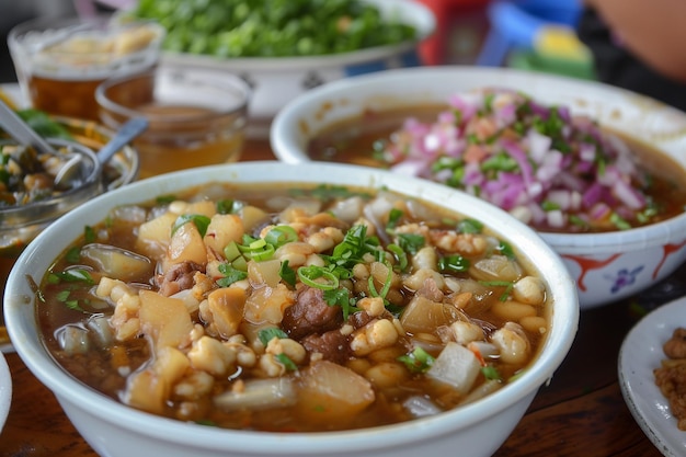 nourriture mexicaine pozole vue latérale