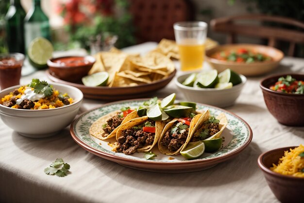nourriture mexicaine sur table blanche