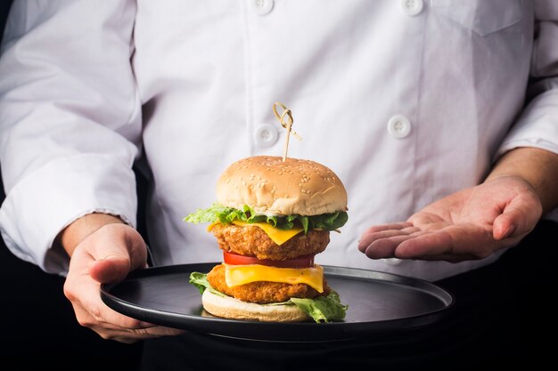 Photo nourriture occidentale - hamburger de crevettes de fruits de mer