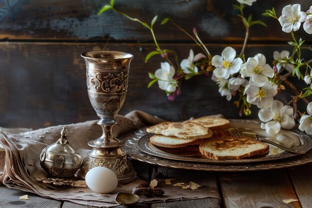 Photo la nourriture de la pâque, la coupe d'élie, l'image de la célébration juive, le juif, le religieux, le décor époustouflant.