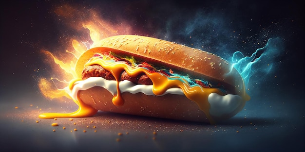 Nourriture pour hot-dogs 3D AI générative