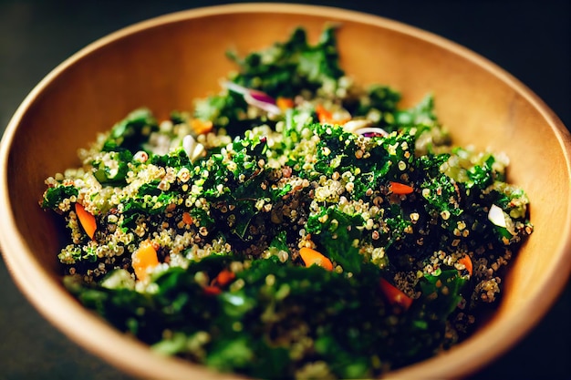 Nourriture saine sous forme de salade de quinoa maison aux herbes fraîches