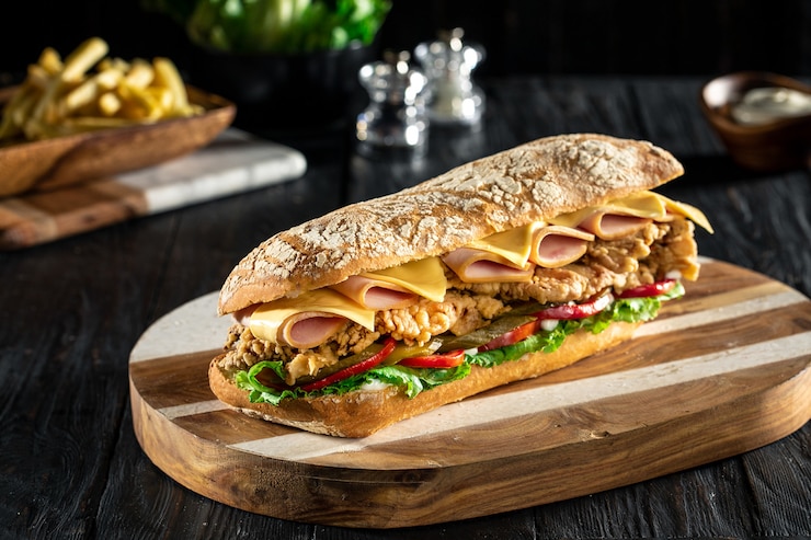 Photo nourriture savoureuse sur planche de bois