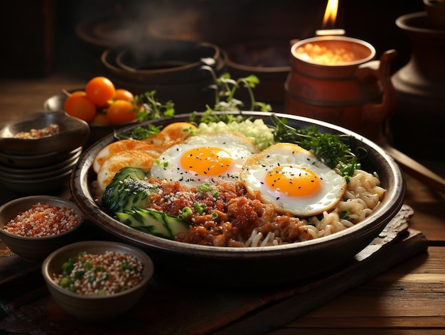 nourriture de style coréen fond d'écran HD 8K Image photographique