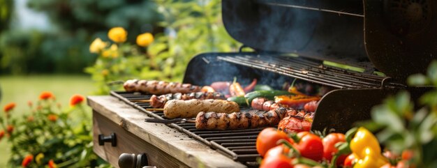 La nourriture variée sur le barbecue