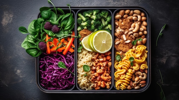 Nourriture végétalienne faite maison dans des boîtes à lunch avec des légumes sains