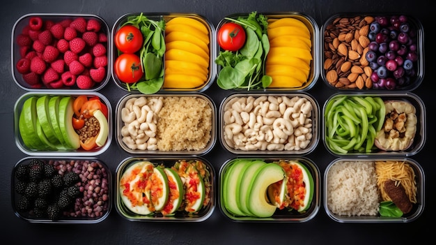 Nourriture végétalienne faite maison dans des boîtes à lunch avec des légumes sains