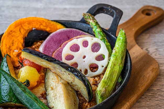 Photo nourriture végétalienne de légumes colorés