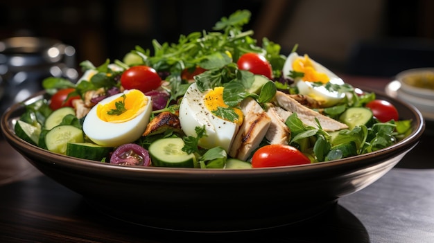 Nourriture avec de la viande crue, des légumes et des œufs Fond d'écran HD 8K Image photographique