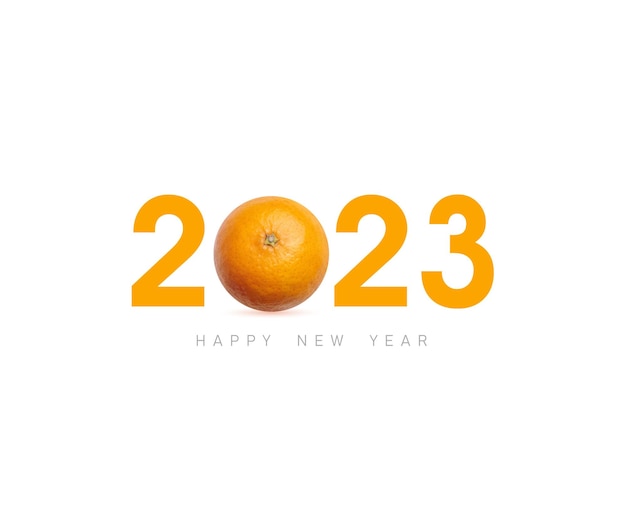 Photo nous célébrons la nouvelle année 2023, eve numéro 2023 avec un logo orange