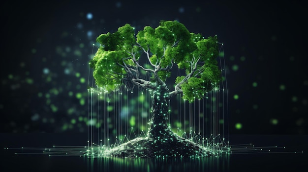 Nouveau concept de démarrage technologique avec un arbre vert