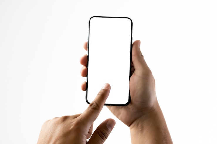 Photo nouveau téléphone intelligent doté d'un écran blanc et d'un cadre sans design moderne