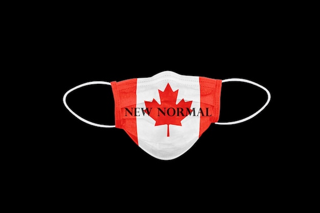 Nouveau texte normal sur le masque facial avec le drapeau du Canada